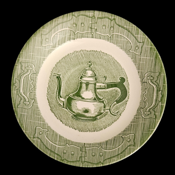 Royal Ironstone Old Curiosity Shop Green 6" Sauce Dish Vintage Set of 3 - Picture 1 of 5